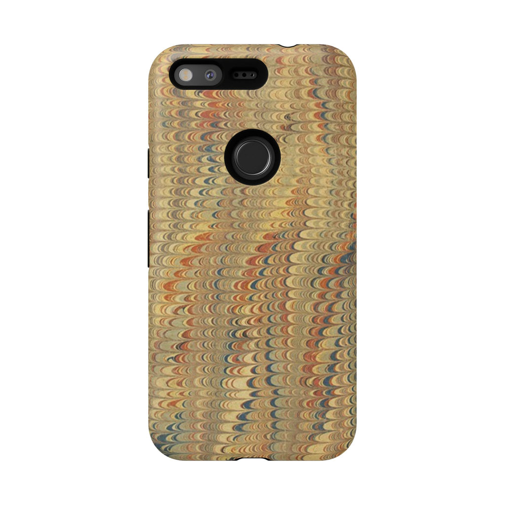Beige and Blue Marbled Durable Phone Case - Dual Layer - Matte or Glossy