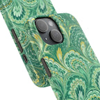 Marbled Feather Green Swirl - Single Layer Slim Phone Case