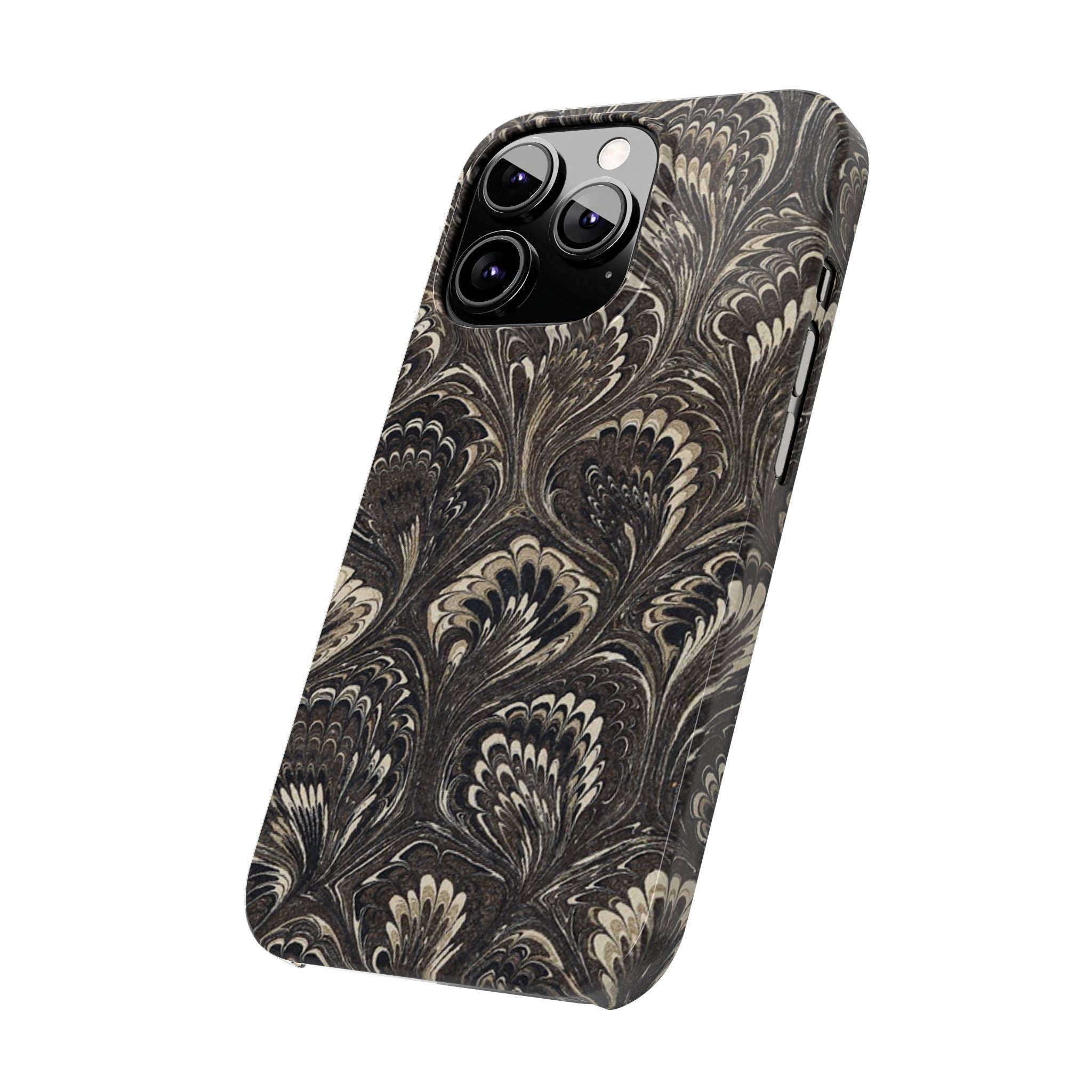 Black Italian Marble Design Slim iPhone 17 + all models Phone Cases
