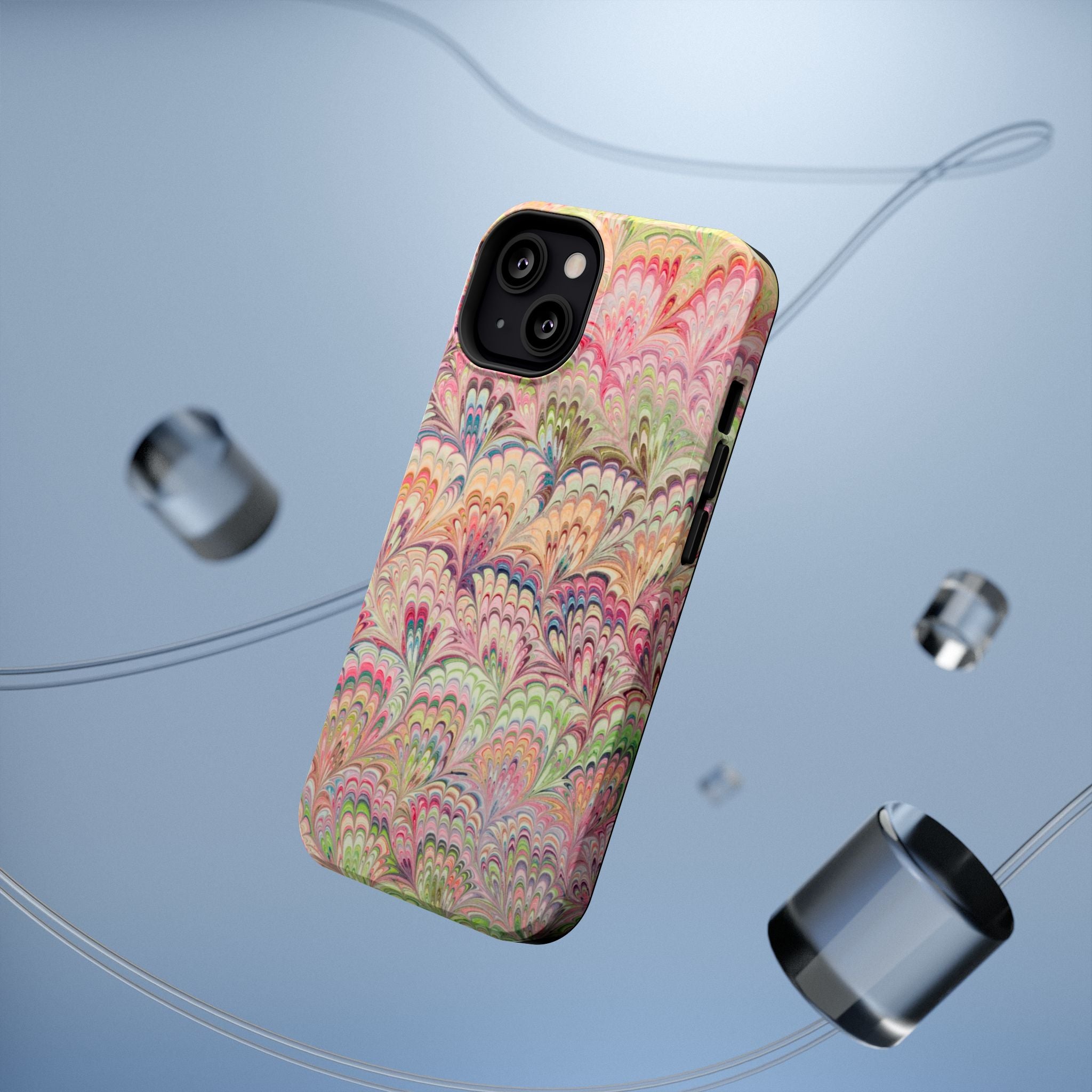 Marbled Pastel Pink and Green Impact-Resistant Phone Case for Apple + Samsung