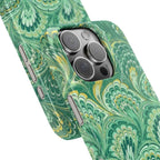 Marbled Feather Green Swirl - Single Layer Slim Phone Case