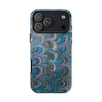 Blue + Pink Feather Vintage Italian Marble Design - Dual Layer Phone Cases