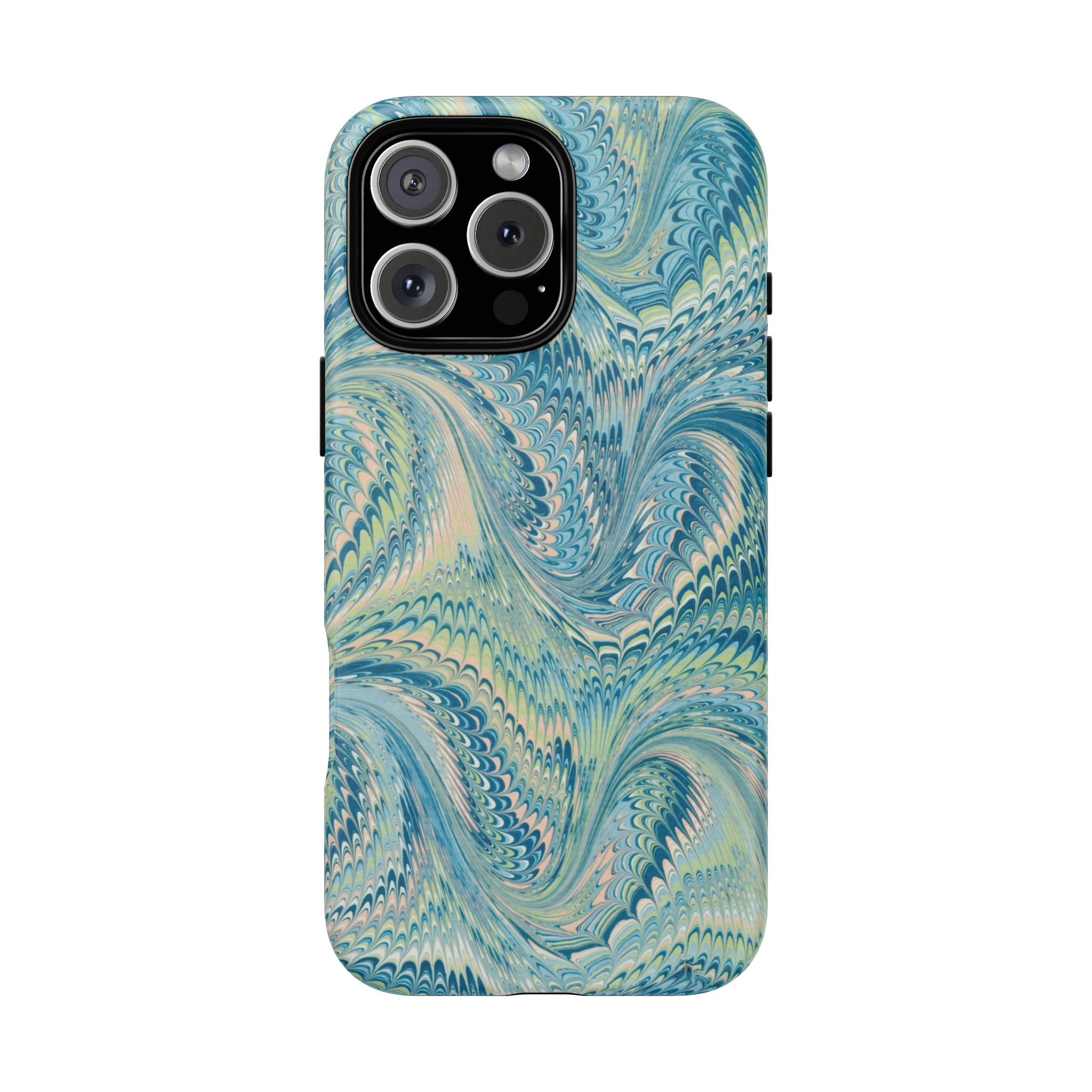 Aqua + Green Marble Phone Case - Impact-Resistant Durable - Dual Cover Design