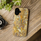 Golden Yellow Marbled Italian Phone Case - Dual Layer - Matte or Glossy