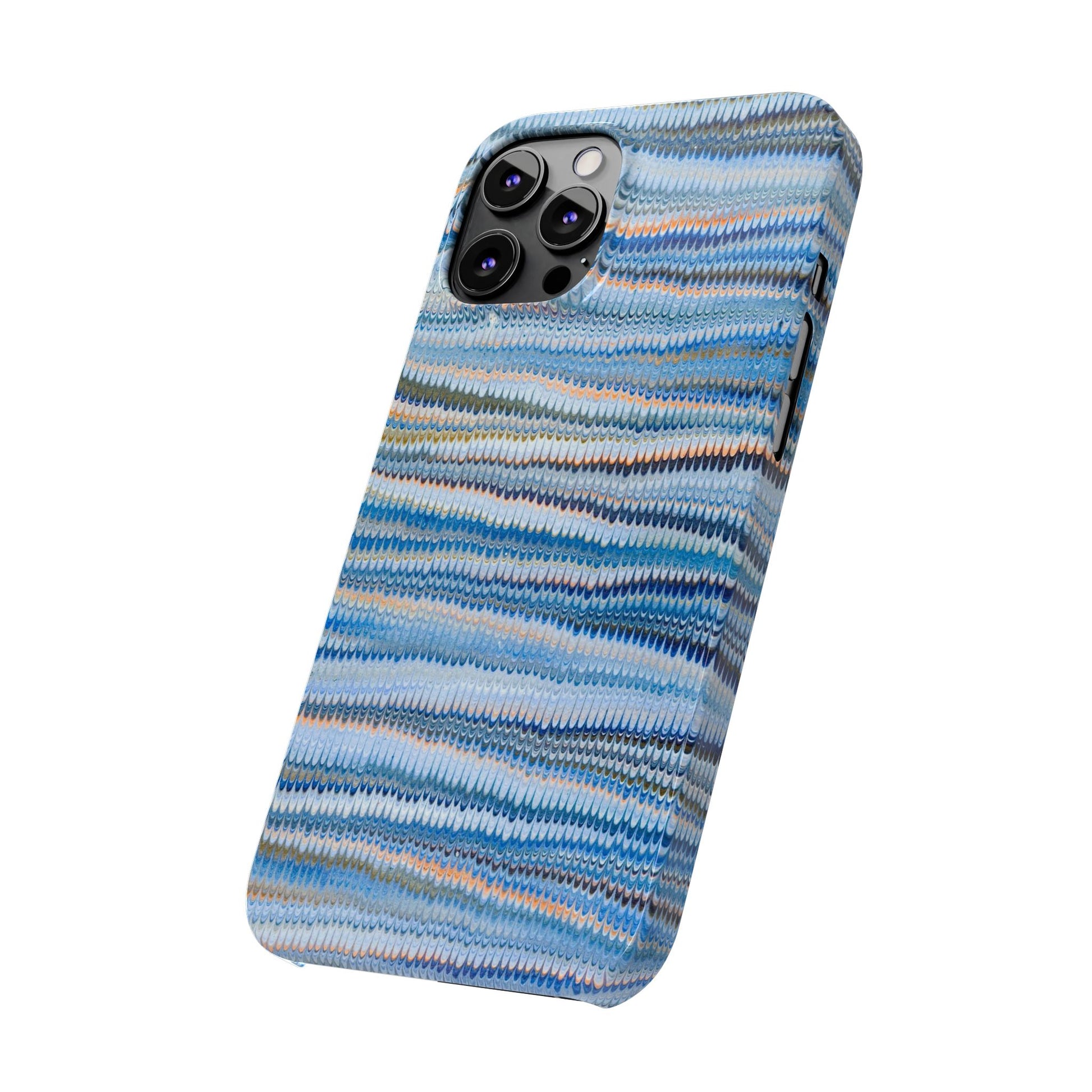 Blue Italian Hand-Painted and Vintage Marbled Inspired Paper Design, Italy Feather Phone Case, iPhone15 Case and all iPhone Case Sizes