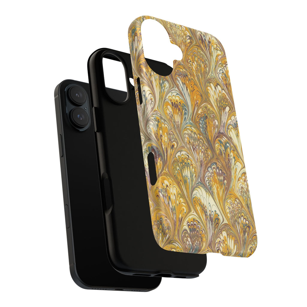 Golden Yellow Marbled Italian Phone Case - Dual Layer - Matte or Glossy