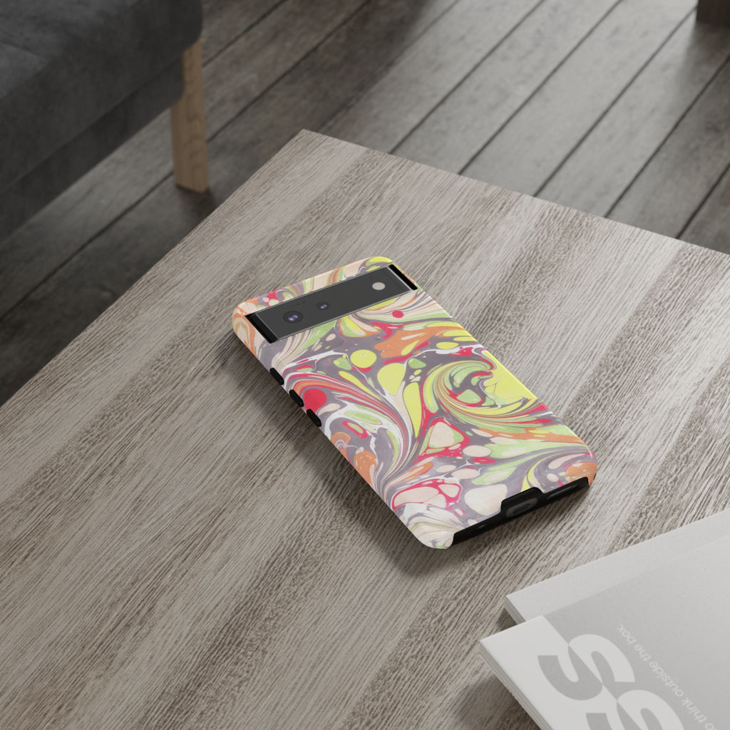 Yellow and Pink Swirl Marbled Italian Phone Case - Dual Layer - Matte or Glossy