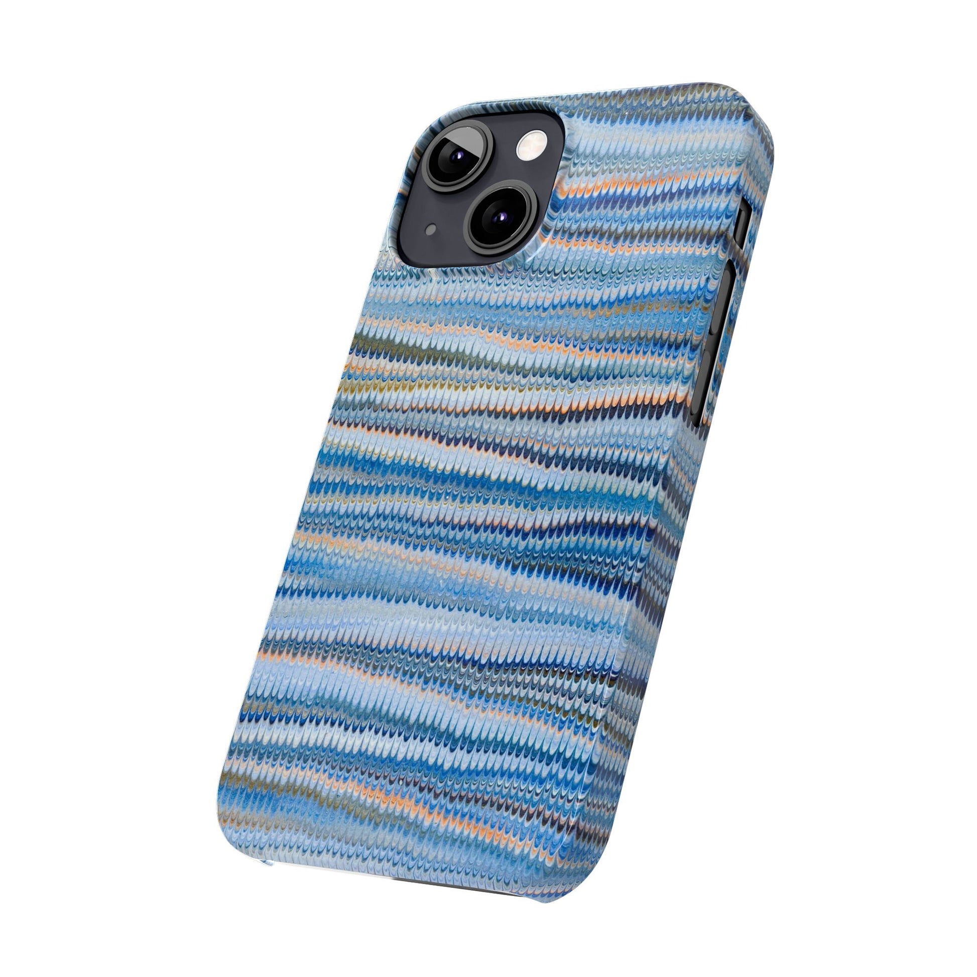 Blue Italian Hand-Painted and Vintage Marbled Inspired Paper Design, Italy Feather Phone Case, iPhone15 Case and all iPhone Case Sizes