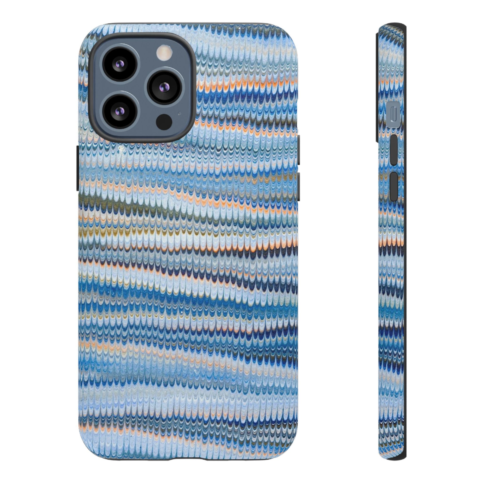 Blue Marbled Phone Cases iPhone 16 + Samsung + Apple + Google - all models, Vintage Marbled Design - Tough Cases