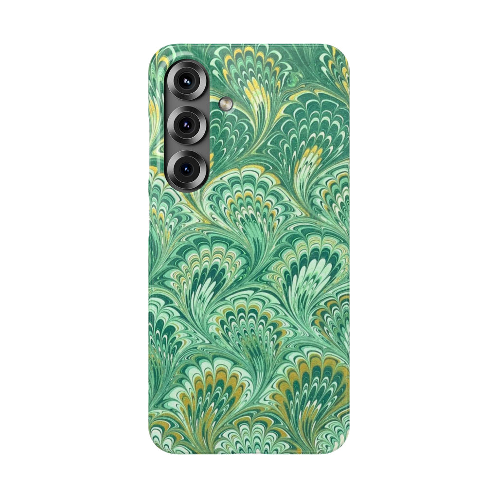 Marbled Feather Green Swirl - Single Layer Slim Phone Case
