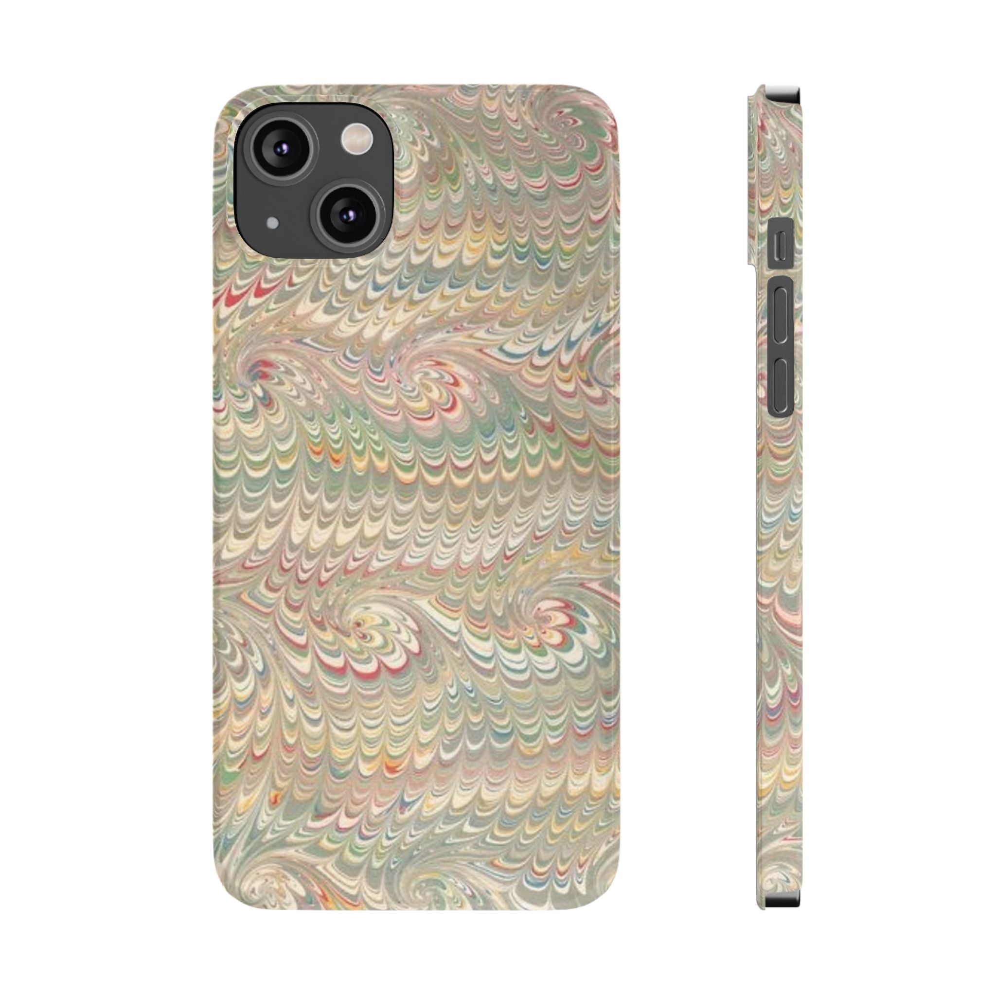 Beige Swirl Marbled Feather Phone Case