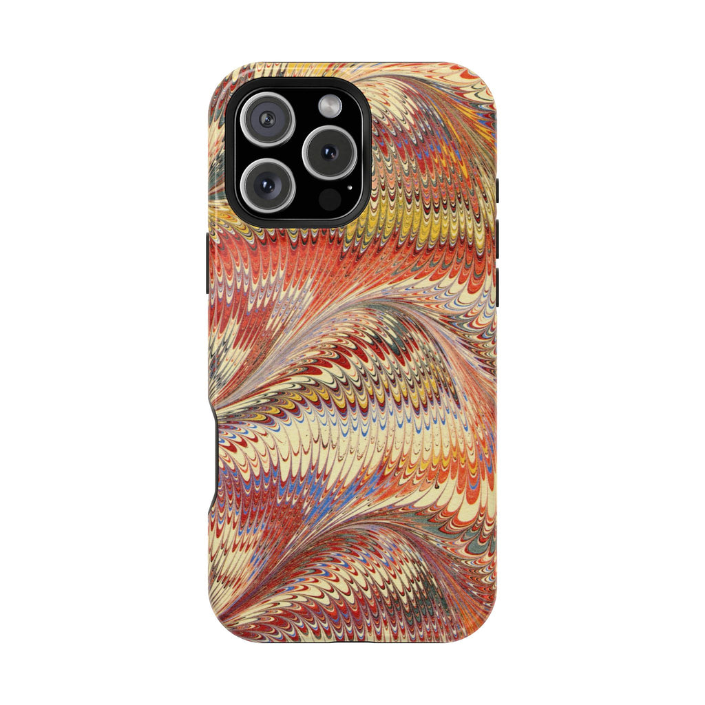 Rust + Gold Italian Marbled Design Magnetic MAG SAFE - Dual Layer Case - Glossy or Matte