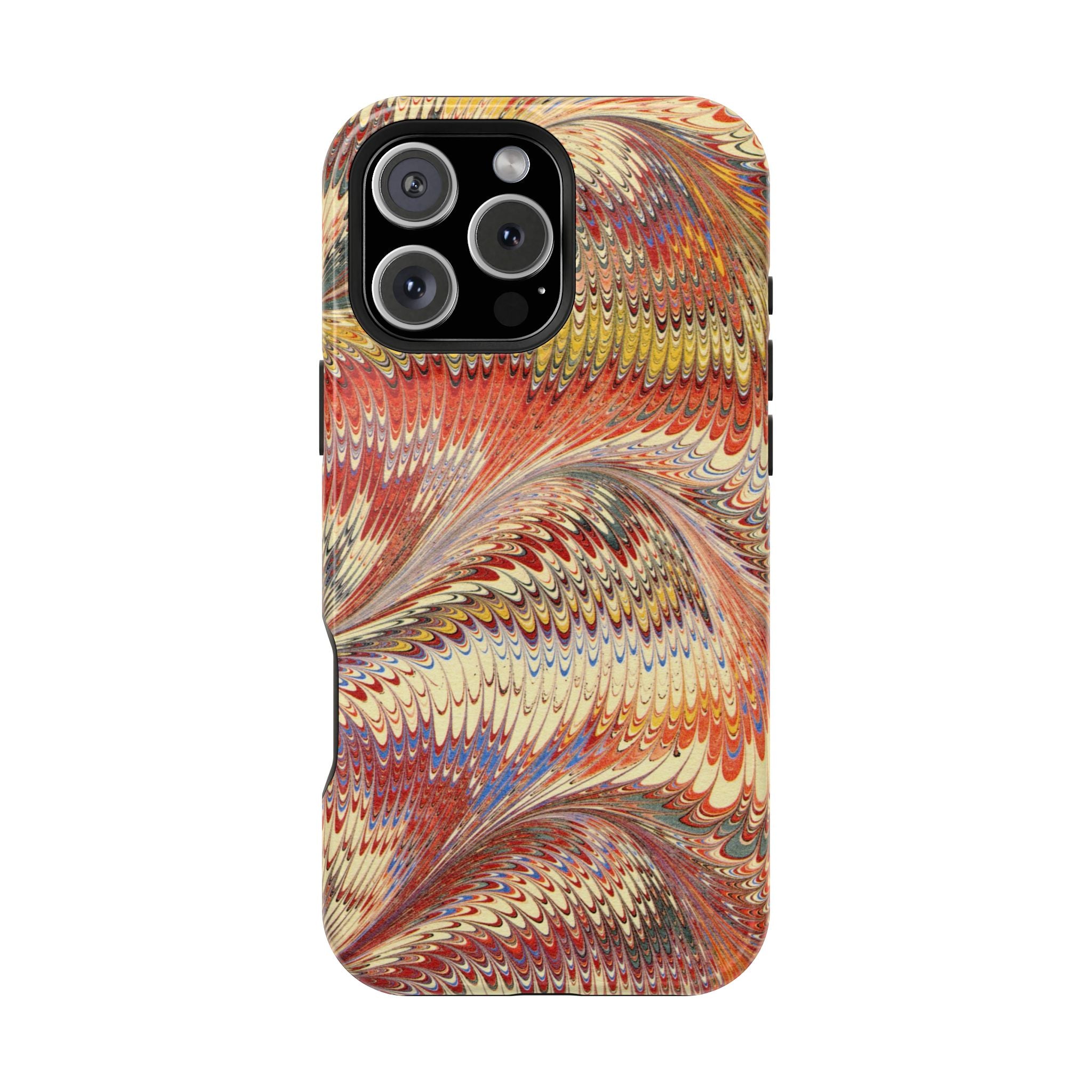 Rust + Gold Italian Marbled Design Magnetic MAG SAFE - Dual Layer Case - Glossy or Matte