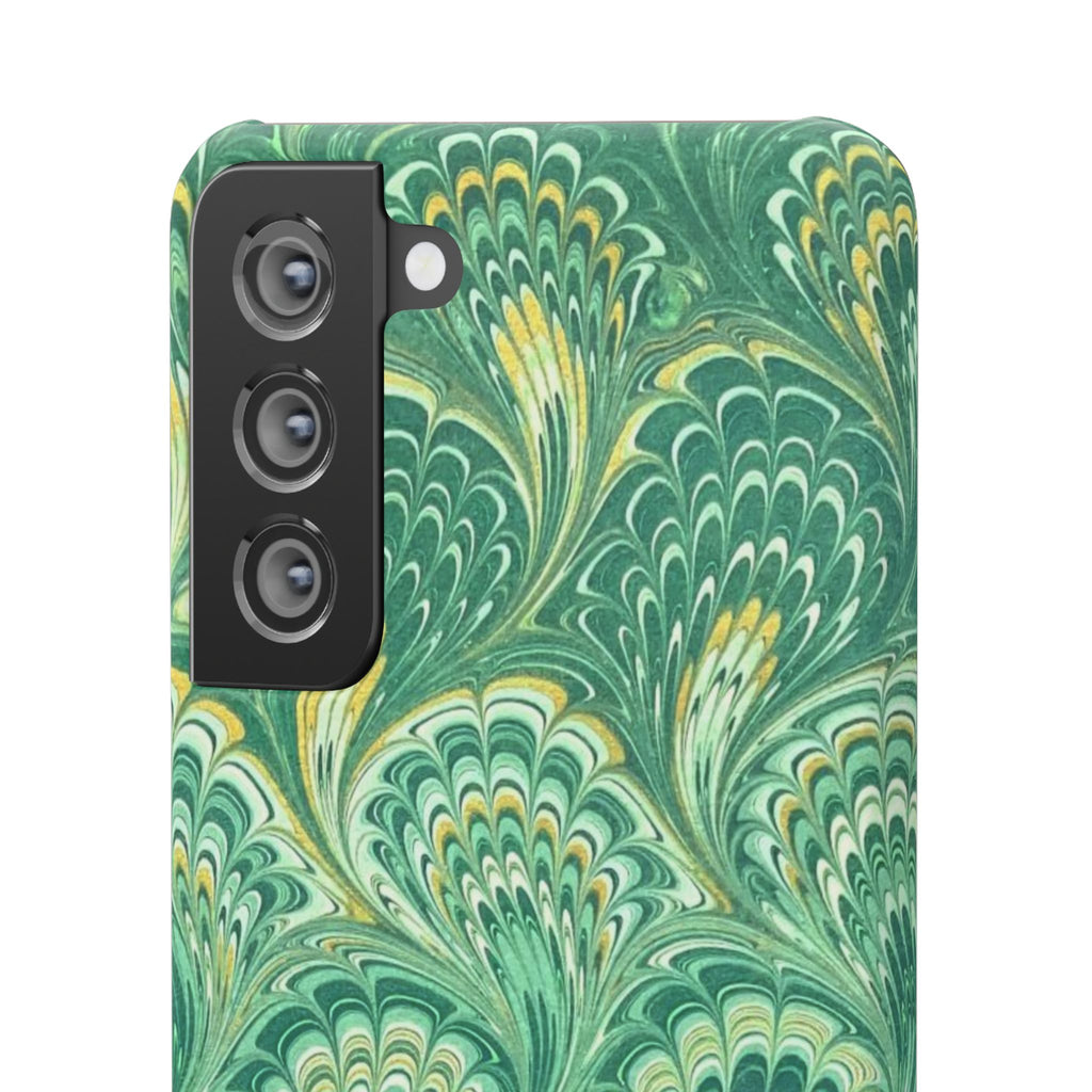 Marbled Feather Green Swirl - Single Layer Slim Phone Case