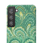 Marbled Feather Green Swirl - Single Layer Slim Phone Case
