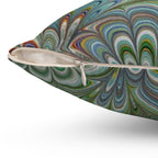 Green Peacock Square Throw Pillow includes Pillow, Hidden Zipper