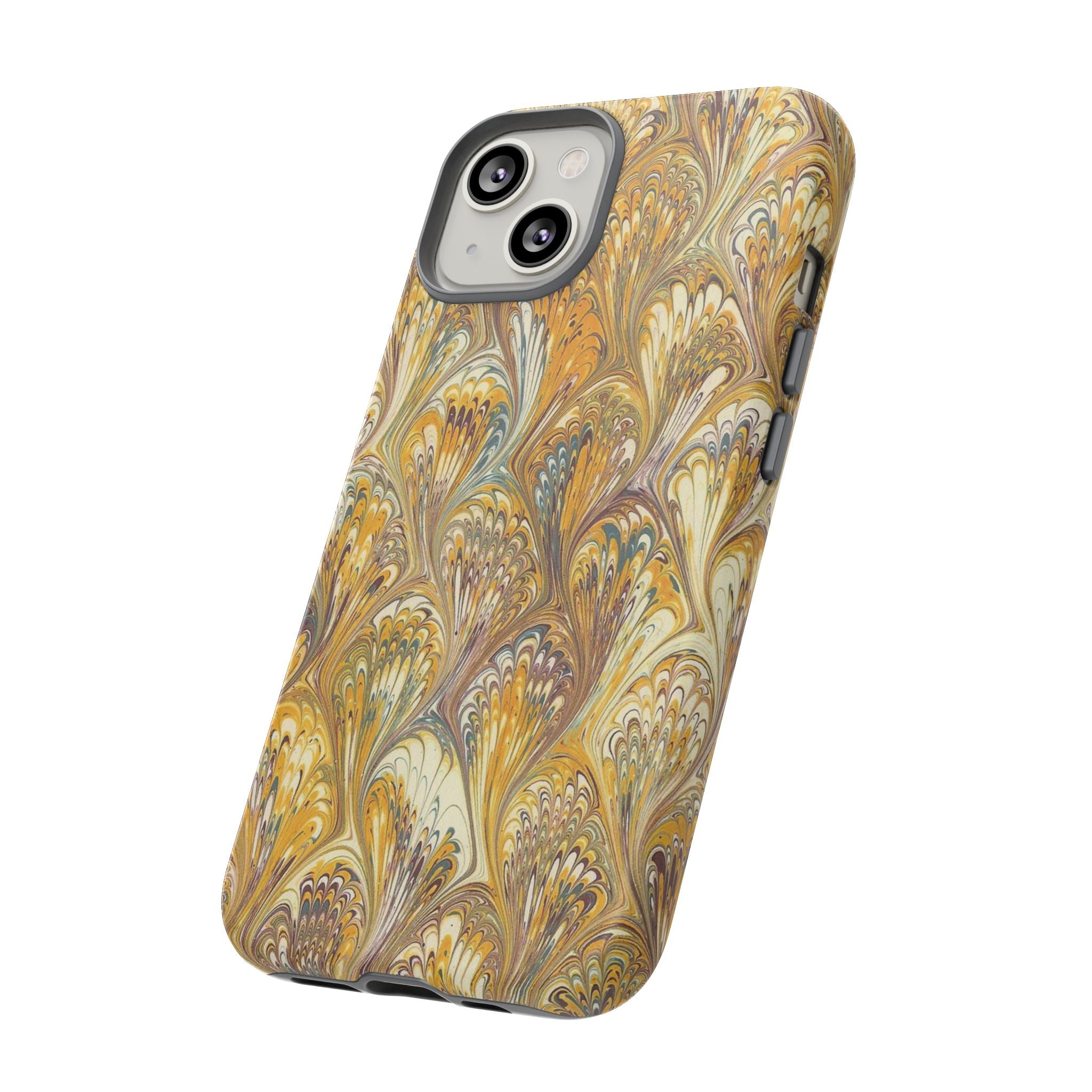 Golden Yellow Marbled Italian Phone Case - Dual Layer - Matte or Glossy