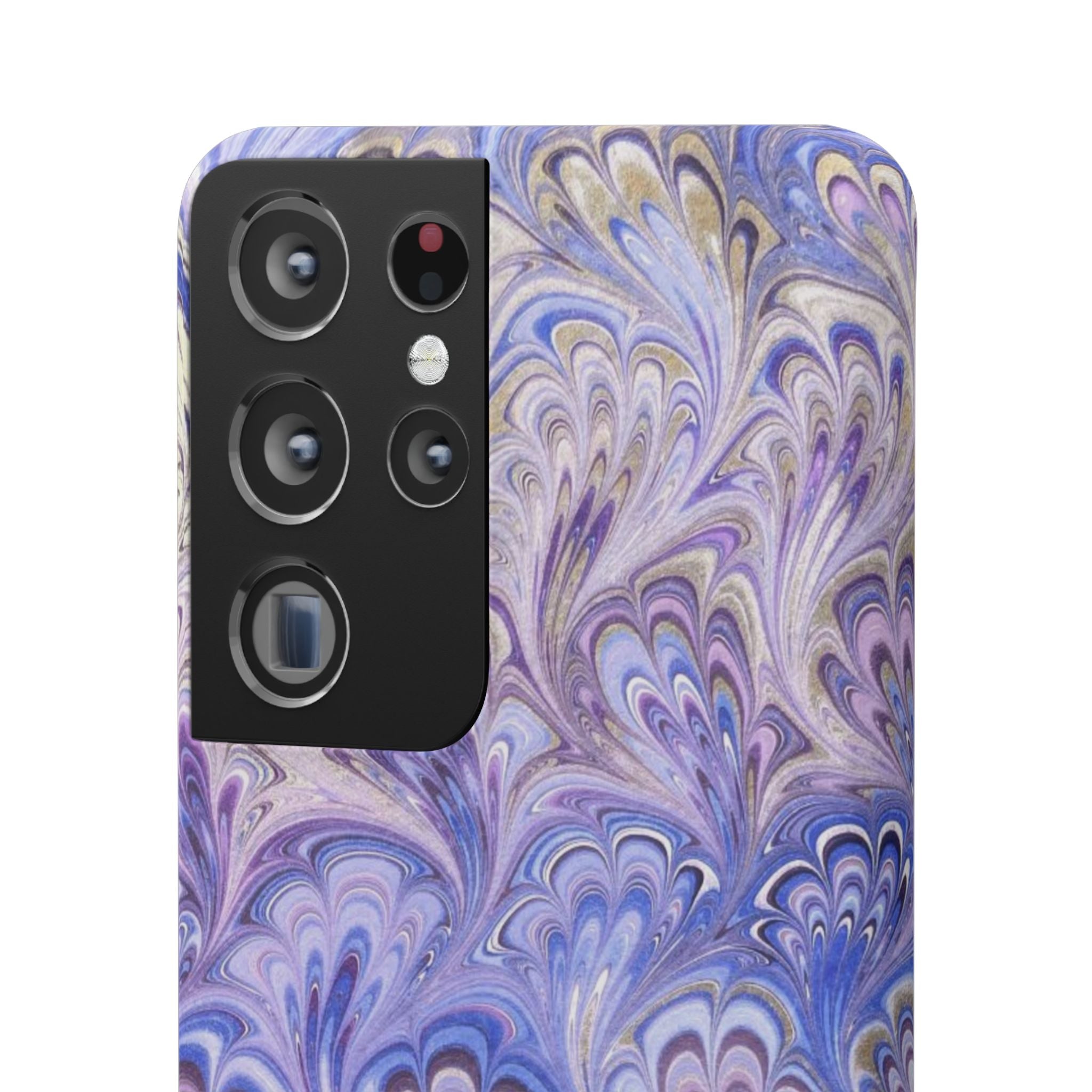 Marbled Feather Lavender + Purple Swirl - Single Layer Slim Phone Case