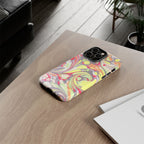 Yellow and Pink Swirl Marbled Italian Phone Case - Dual Layer - Matte or Glossy