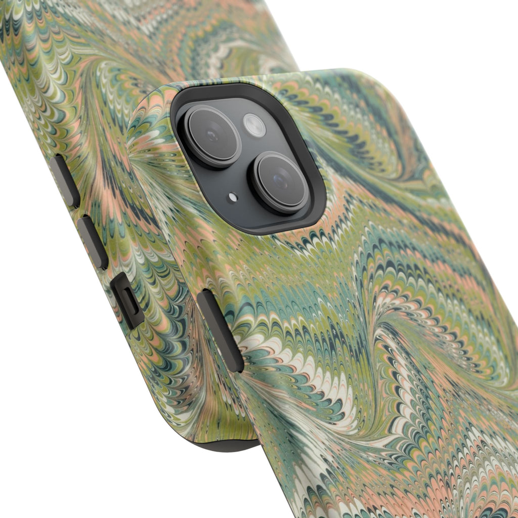 Green Pastel Italian Marble Design Magnetic MAG SAFE High Impact iPhone Cases