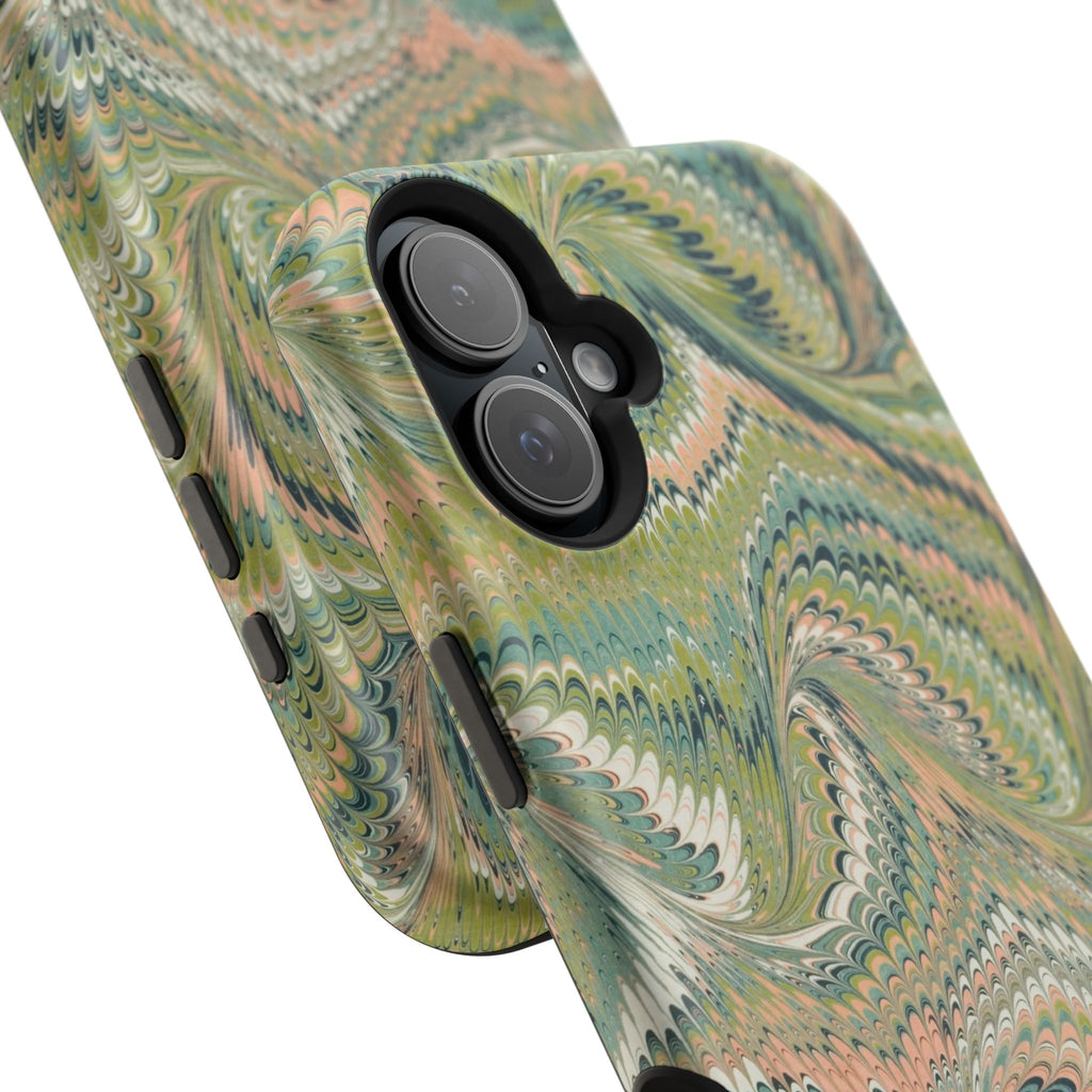 Green Pastel Italian Marble Design Magnetic MAG SAFE High Impact iPhone Cases