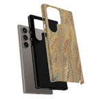 Beige and Blue Marbled Durable Phone Case - Dual Layer - Matte or Glossy