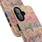 Pastel Pink + Green Feather Marbled Phone Case - Dual Layer Phone Cover
