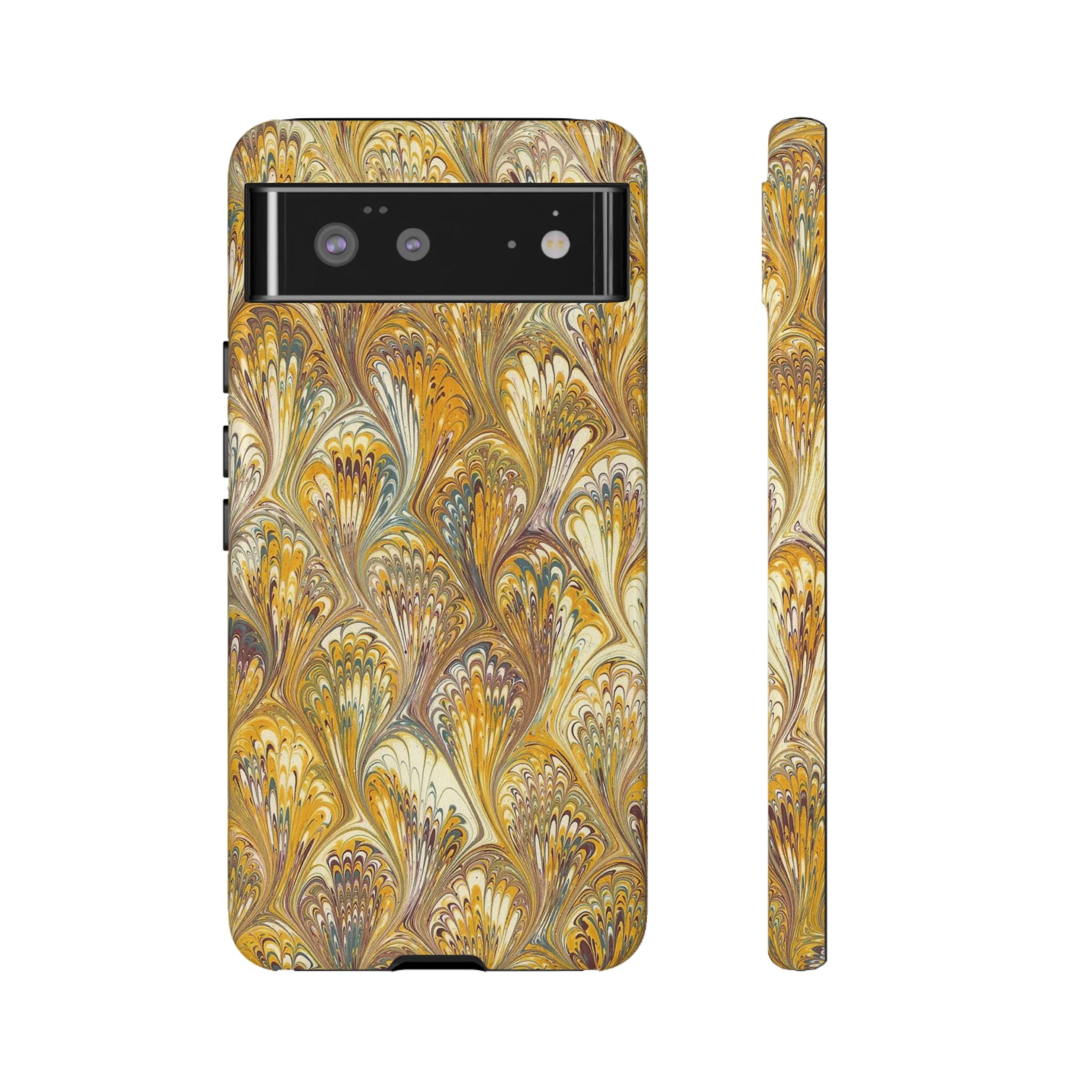 Golden Yellow Marbled Italian Phone Case - Dual Layer - Matte or Glossy