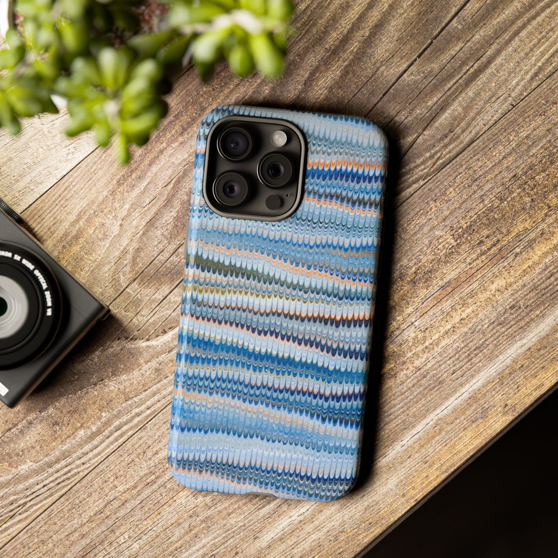 Blue Marbled Phone Cases iPhone 16 + Samsung + Apple + Google - all models, Vintage Marbled Design - Tough Cases