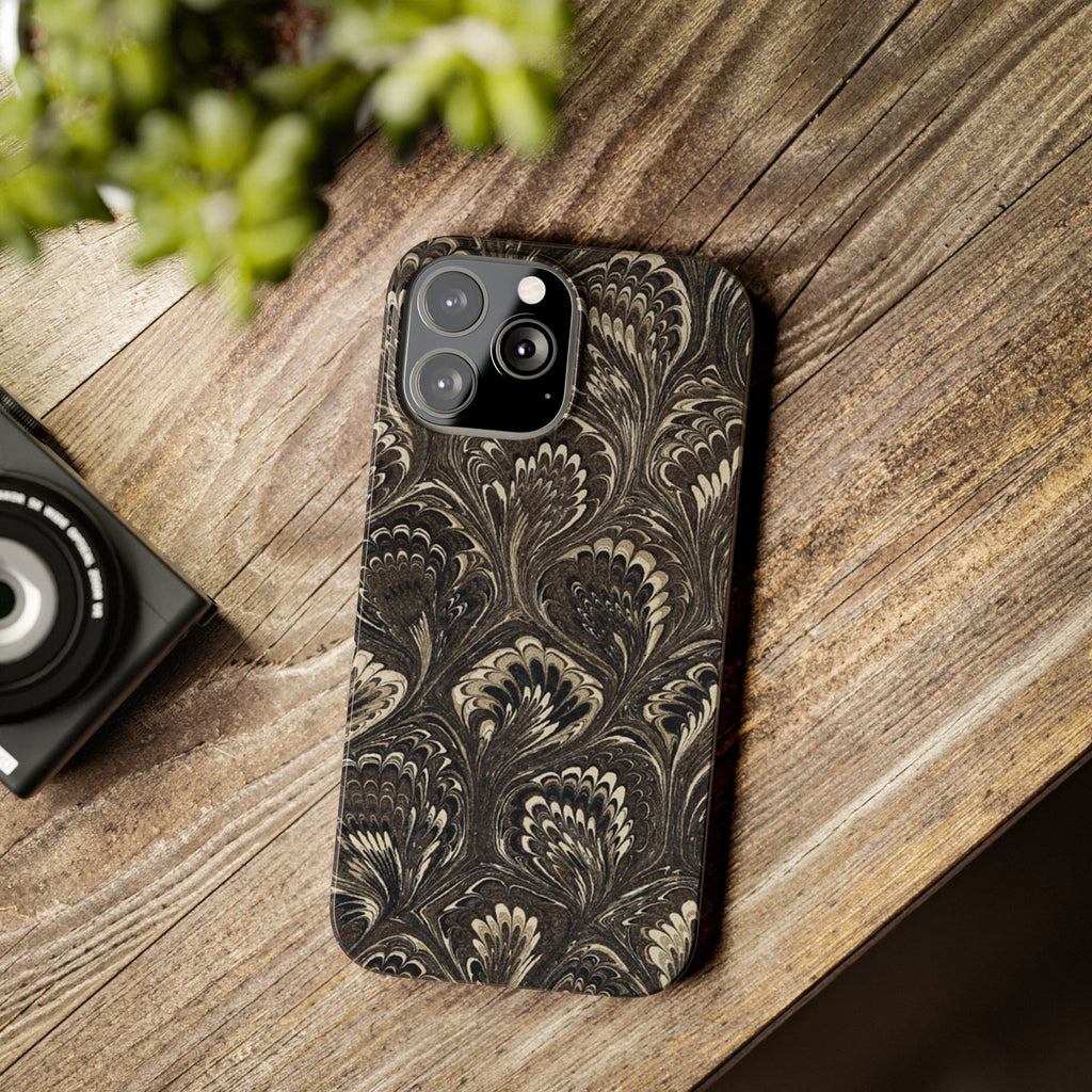 Black Italian Marble Design Slim iPhone 17 + all models Phone Cases