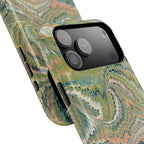 Green and Peach Swirl Florentine Marbled Magnetic MAG SAFE - Dual Layer - iPhone 18