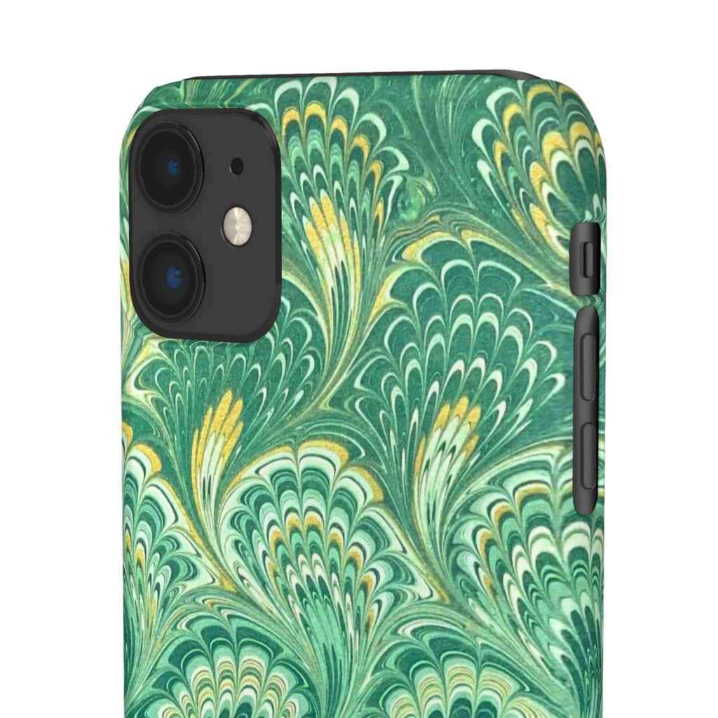 Marbled Feather Green Swirl - Single Layer Slim Phone Case
