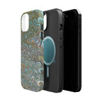 Green, Blue, + White Marbled Peacock - Dual Layer MAG SAFE Phone Case