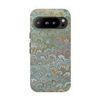 Blue and Green Feather Marbled Phone Case — Dual Layer - Tough Protective Phone Cover