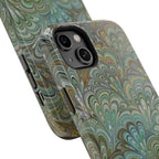 iPhone17 + All Models Phone Cases, Italian Peacock Feather Design, Stylish Impact-Resistant Shell, Protective Cover, Green Peacock Print