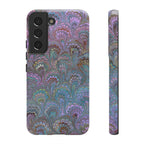 Lavender Marbled Peacock Durable Phone Case - Matte or Glossy