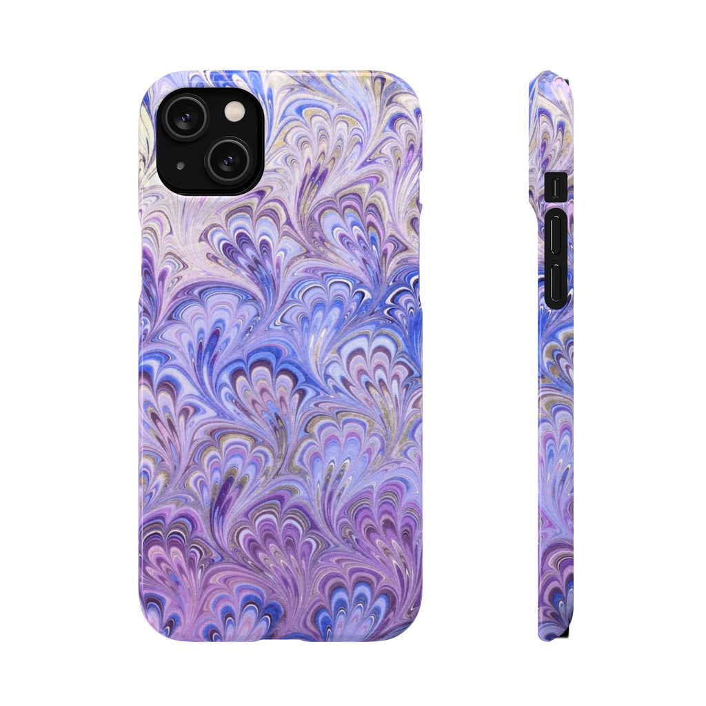 Marbled Feather Lavender + Purple Swirl - Single Layer Slim Phone Case