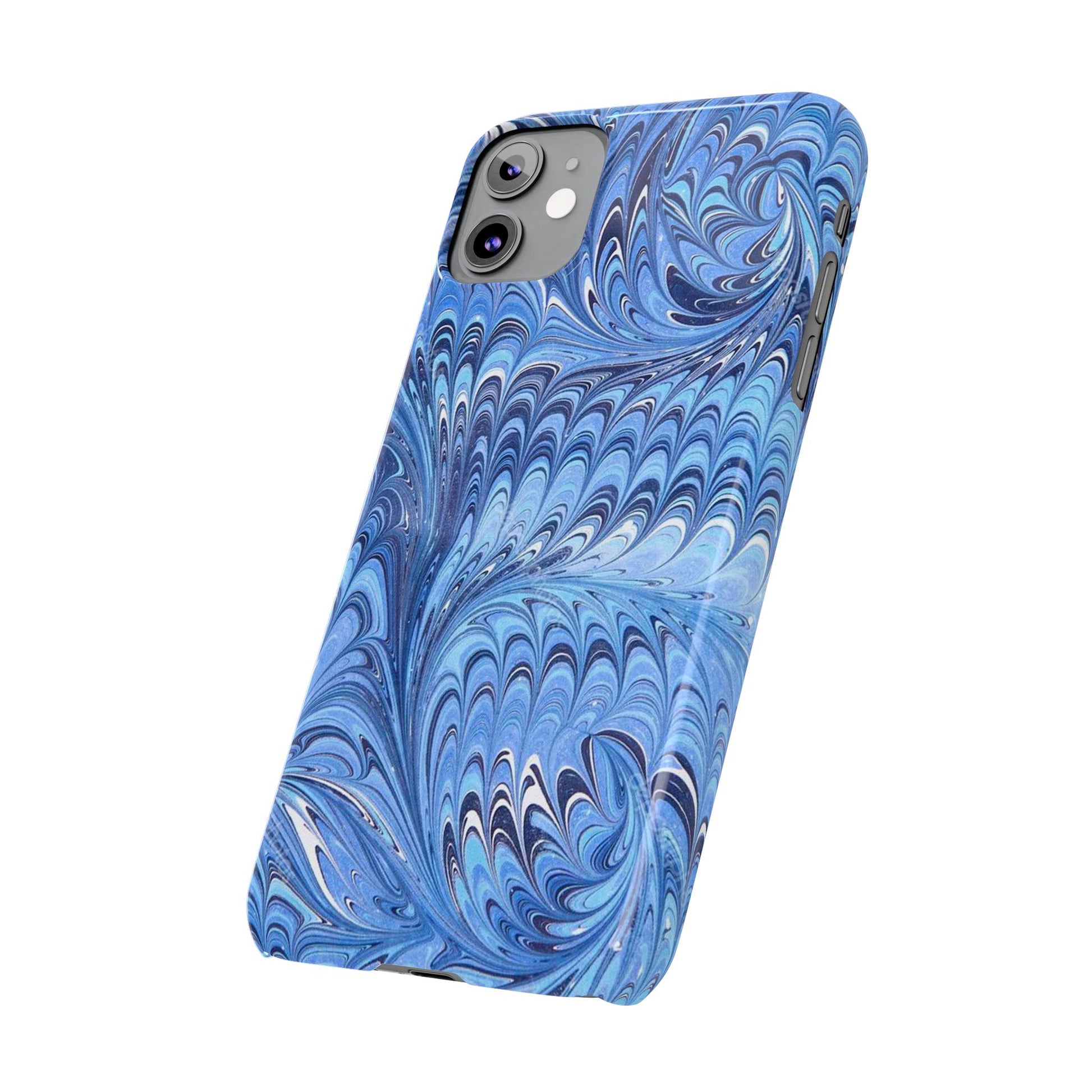 Blue Italian Marbled Design, Green and Blue Pallet, Slim Phone Case