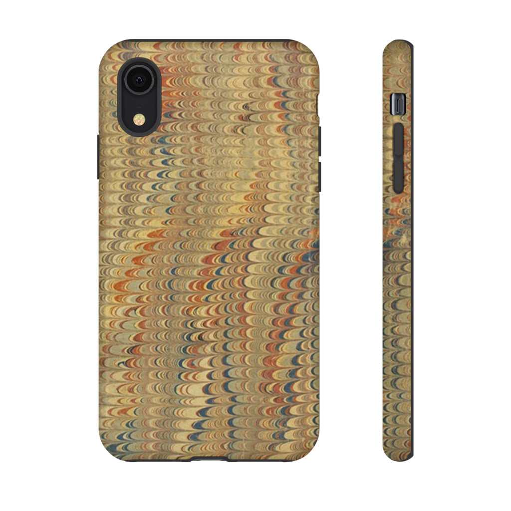 Beige and Blue Marbled Durable Phone Case - Dual Layer - Matte or Glossy