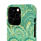 Marbled Feather Green Swirl - Single Layer Slim Phone Case