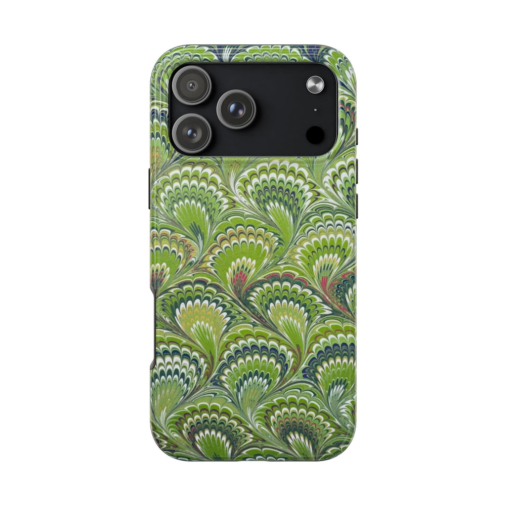 Fresh Green Florentine Marbled Peacock Feather Dual Layer Protective iPhone Cover - New FALL Favorite
