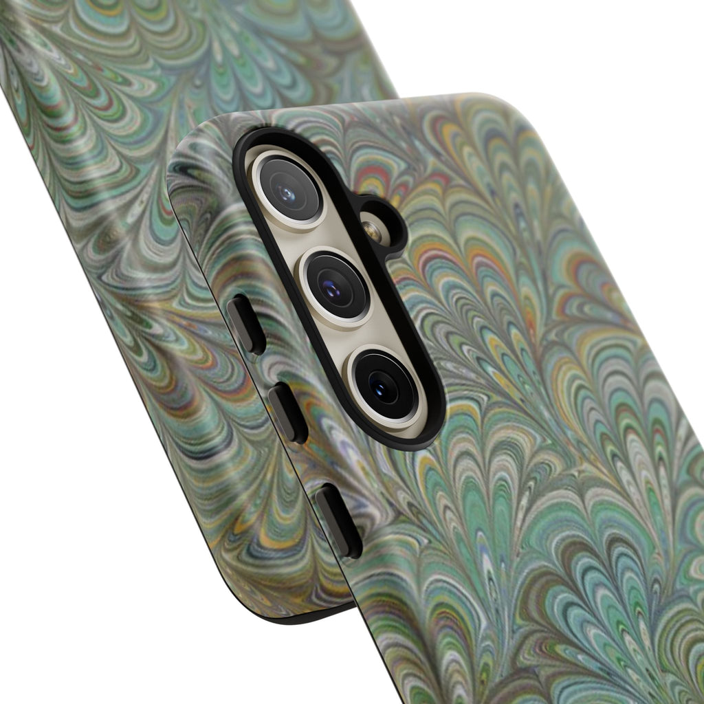 Green Marbled Peacock Durable Phone Case - Matte or Glossy
