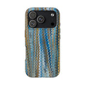 Blue Medley Vertical Feathered Marbled Design Tough Phone Case - Dual Layer