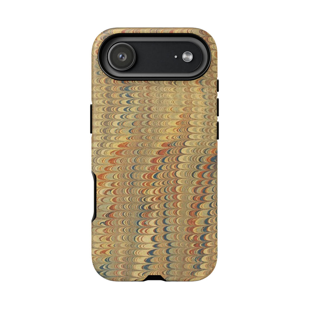 Beige and Blue Marbled Durable Phone Case - Dual Layer - Matte or Glossy