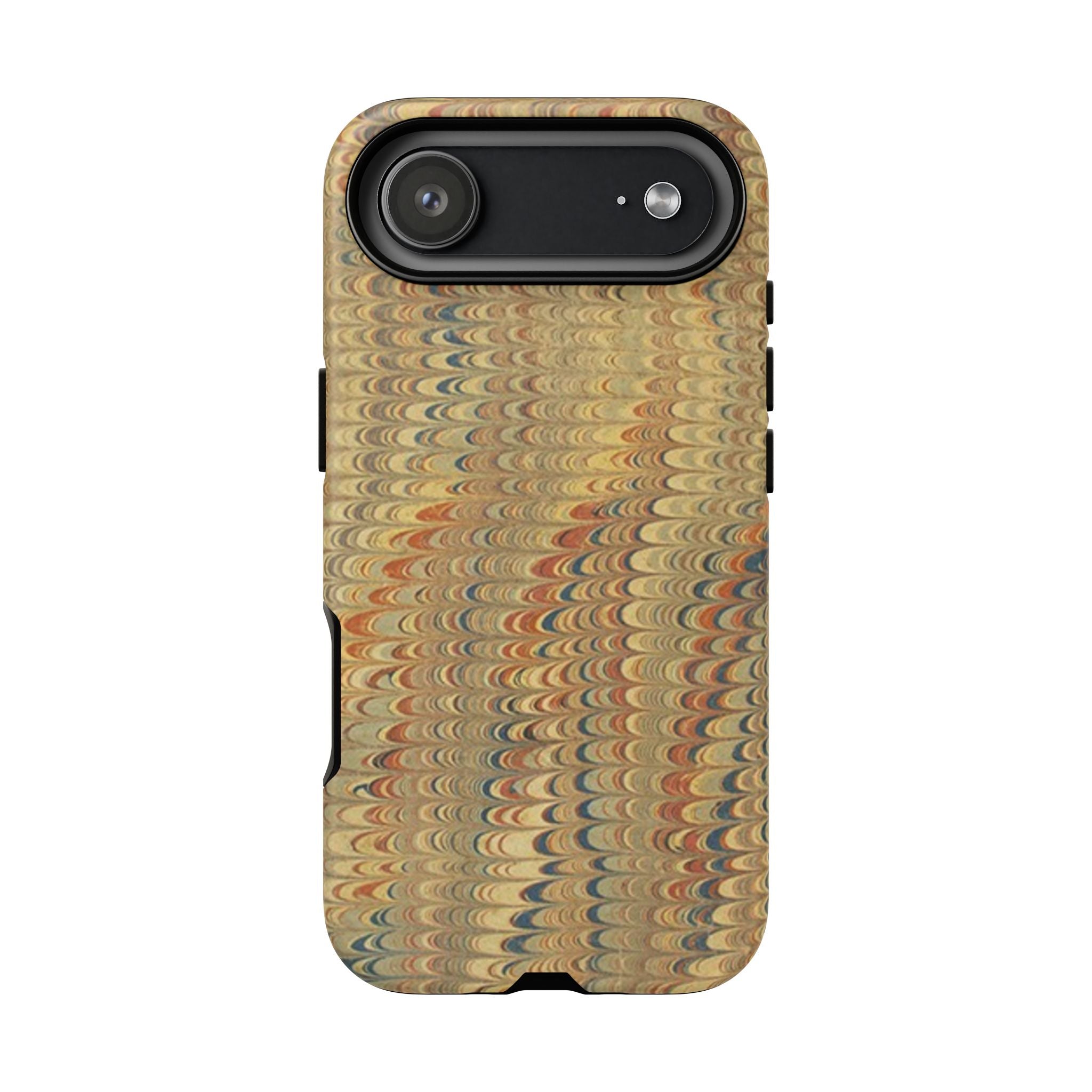 Beige and Blue Marbled Durable Phone Case - Dual Layer - Matte or Glossy