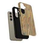 Beige and Blue Marbled Durable Phone Case - Dual Layer - Matte or Glossy
