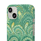 Marbled Feather Green Swirl - Single Layer Slim Phone Case