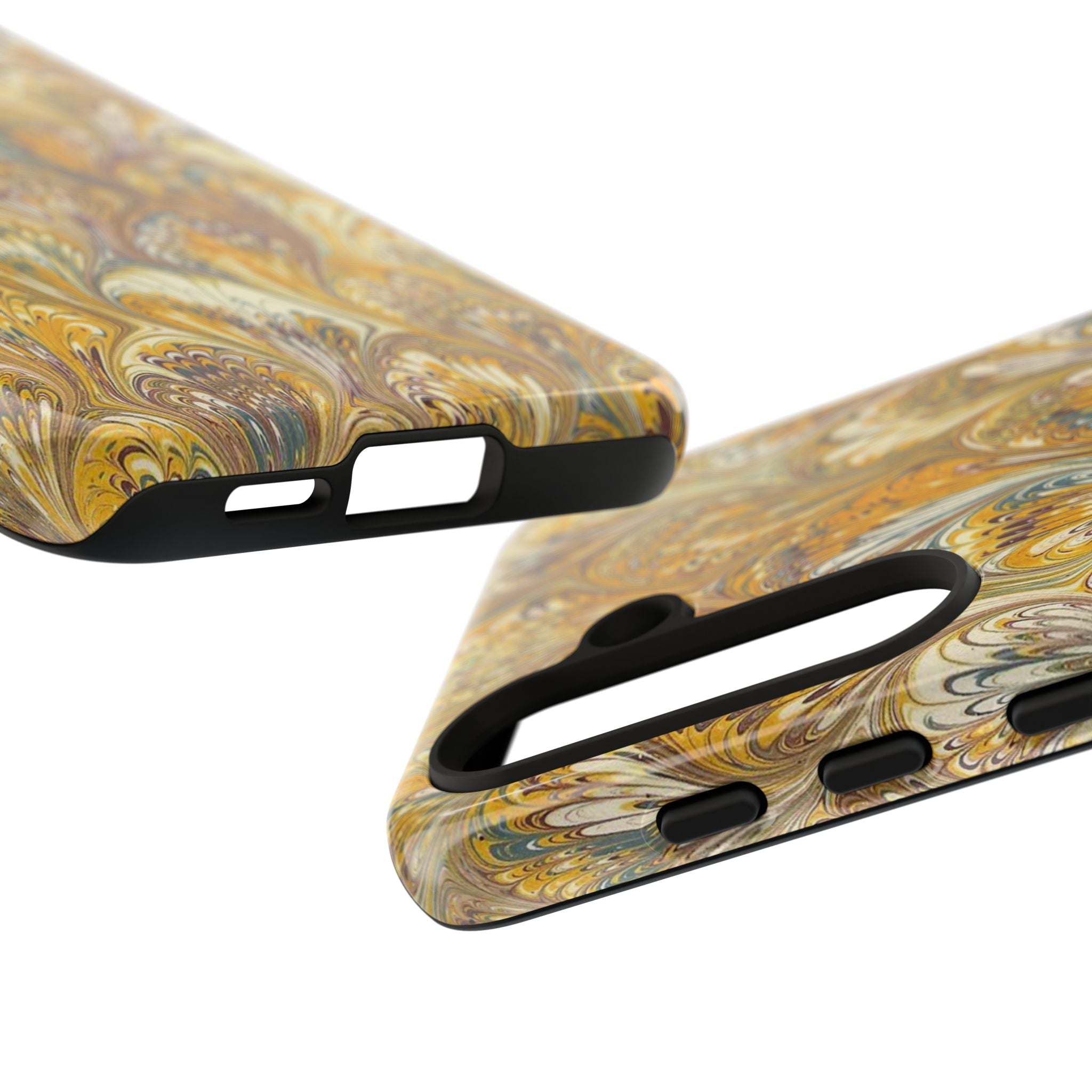 Golden Yellow Marbled Italian Phone Case - Dual Layer - Matte or Glossy