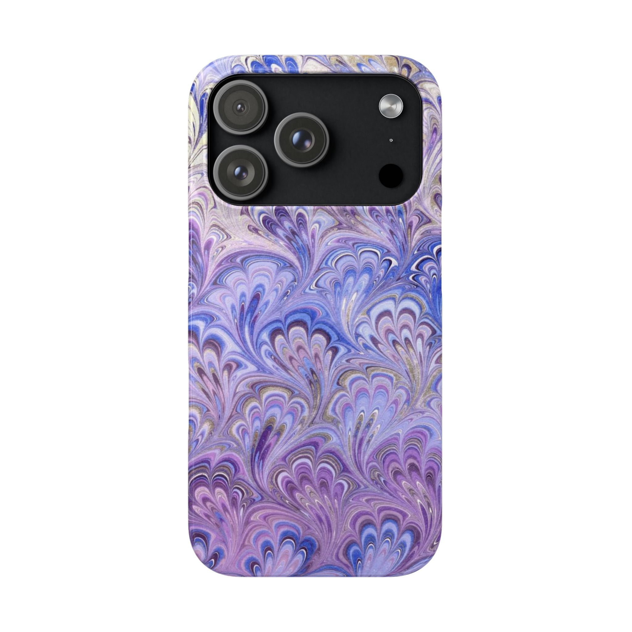 Marbled Feather Lavender + Purple Swirl - Single Layer Slim Phone Case