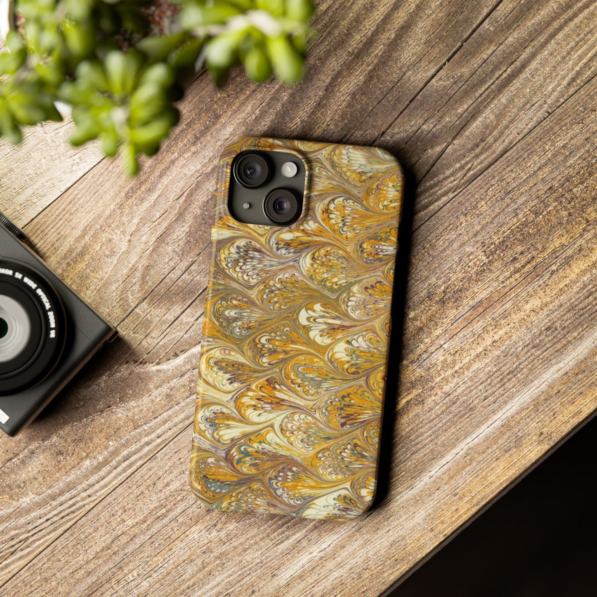 Golden Yellow Italian Marbled Designed, Slim Phone Cases, Case-Mate